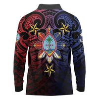 Philippines Guam Long Sleeve Polo Shirt Filipino Sun With Guaman Seal