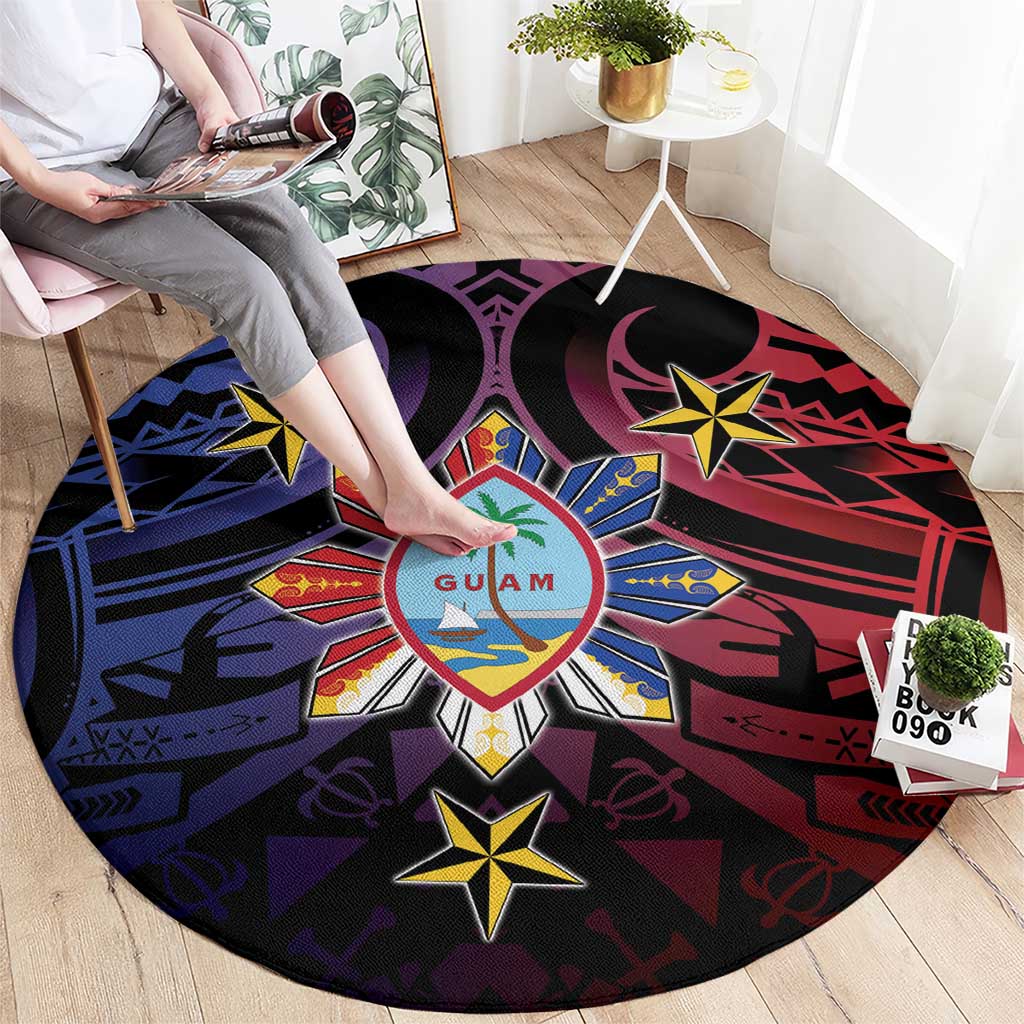 Philippines Guam Round Carpet Filipino Sun With Guaman Seal