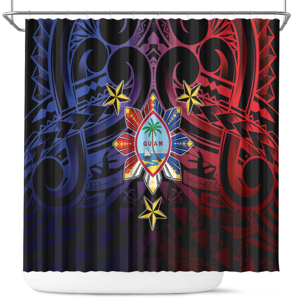 Philippines Guam Shower Curtain Filipino Sun With Guaman Seal