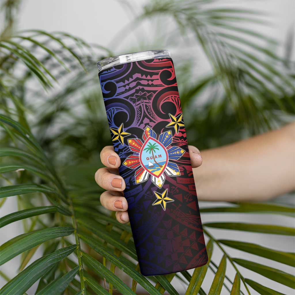 Philippines Guam Skinny Tumbler Filipino Sun With Guaman Seal