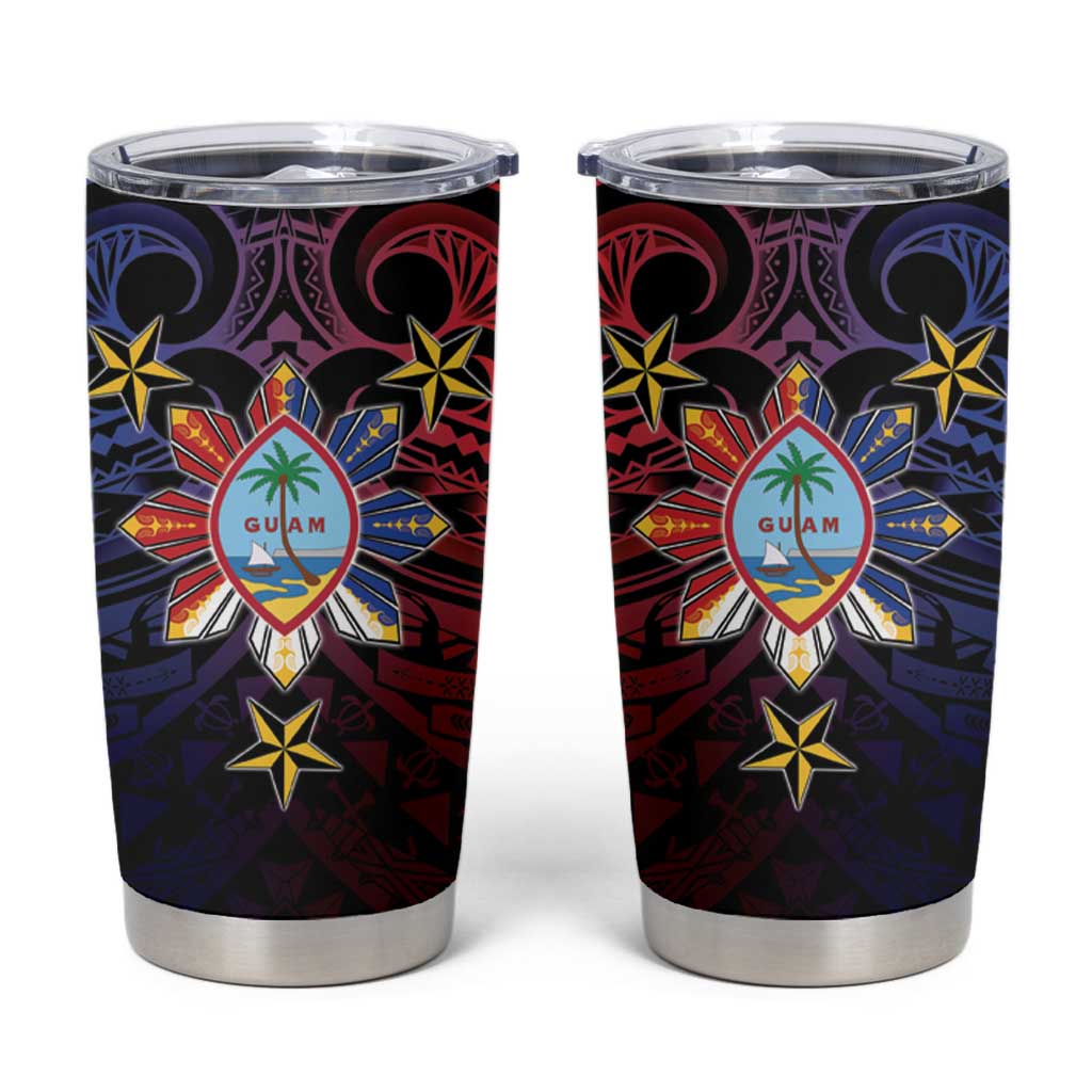 Philippines Guam Tumbler Cup Filipino Sun With Guaman Seal LT05 Blue - Polynesian Pride