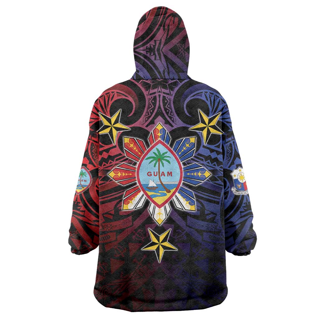Philippines Guam Wearable Blanket Hoodie Filipino Sun With Guaman Seal
