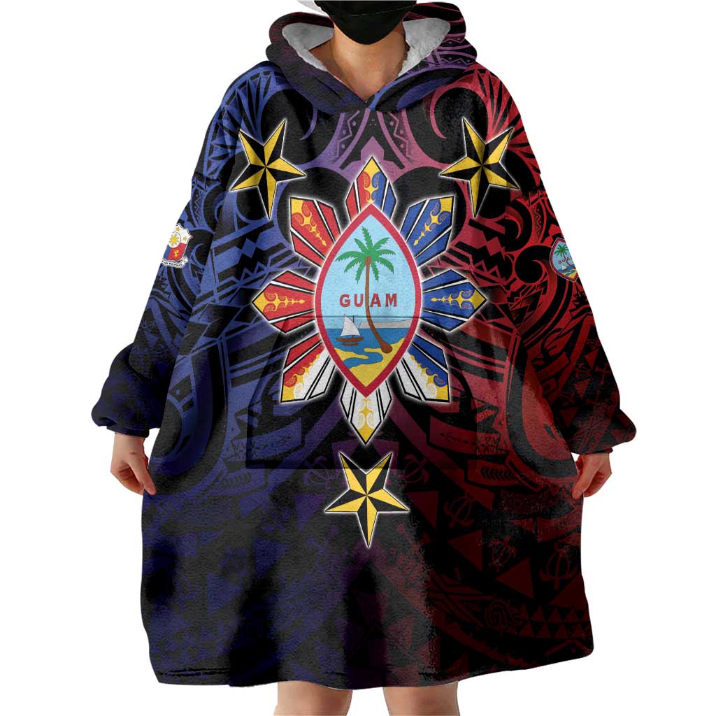 Philippines Guam Wearable Blanket Hoodie Filipino Sun With Guaman Seal