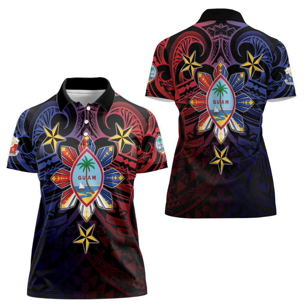 Philippines Guam Women Polo Shirt Filipino Sun With Guaman Seal
