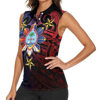 Philippines Guam Women Sleeveless Polo Shirt Filipino Sun With Guaman Seal