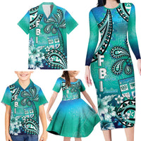 Fiji Born Indian Family Matching Long Sleeve Bodycon Dress and Hawaiian Shirt Palm Paisley With Tapa Pattern LT05 - Polynesian Pride