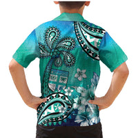 Fiji Born Indian Family Matching Mermaid Dress and Hawaiian Shirt Palm Paisley With Tapa Pattern LT05 - Polynesian Pride