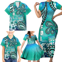 Fiji Born Indian Family Matching Short Sleeve Bodycon Dress and Hawaiian Shirt Palm Paisley With Tapa Pattern LT05 - Polynesian Pride