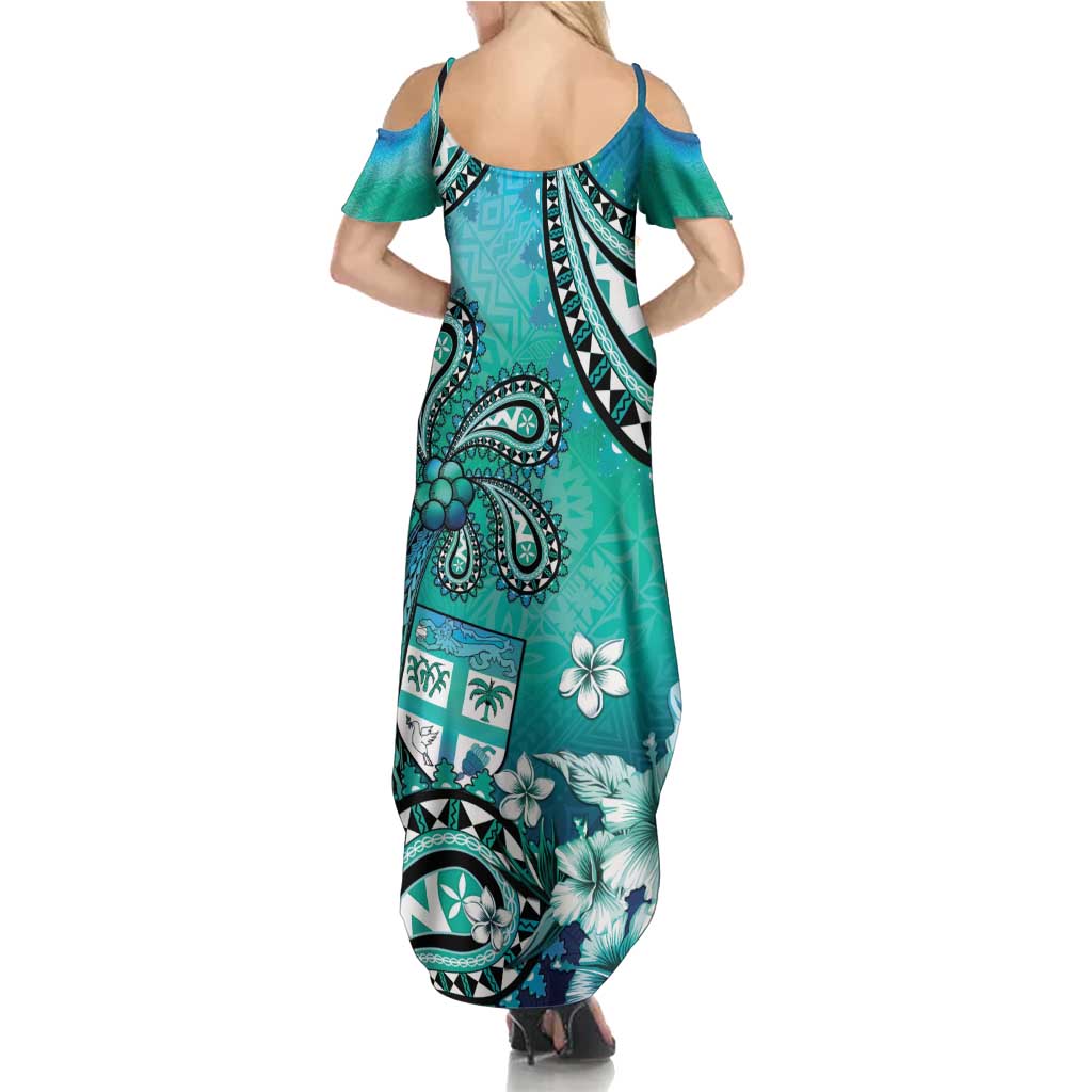 Fiji Born Indian Family Matching Summer Maxi Dress and Hawaiian Shirt Palm Paisley With Tapa Pattern