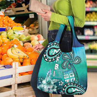 Fiji Born Indian Grocery Bag Palm Paisley With Tapa Pattern