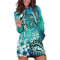 Fiji Born Indian Hoodie Dress Palm Paisley With Tapa Pattern