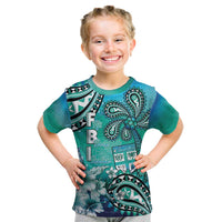 Fiji Born Indian Kid T Shirt Palm Paisley With Tapa Pattern