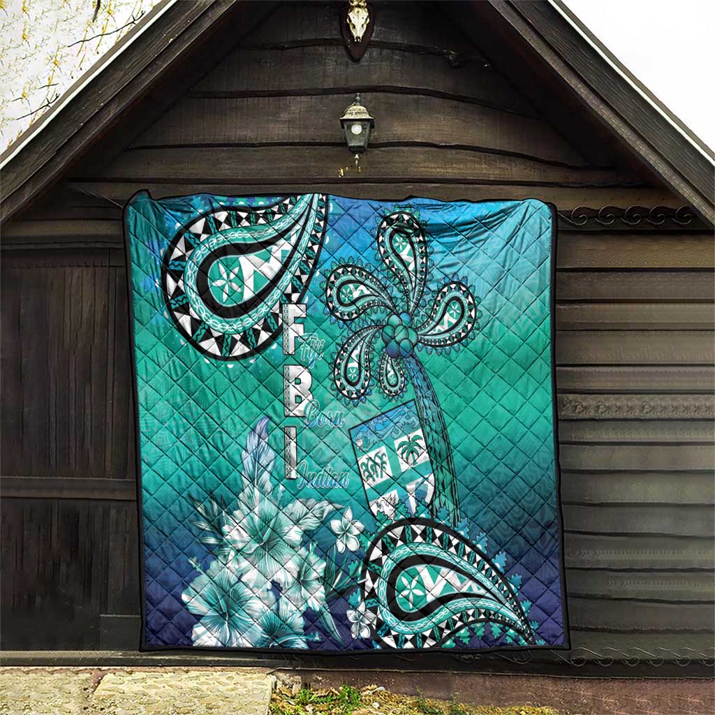 Fiji Born Indian Quilt Palm Paisley With Tapa Pattern