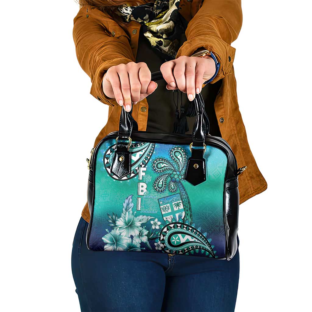 Fiji Born Indian Shoulder Handbag Palm Paisley With Tapa Pattern
