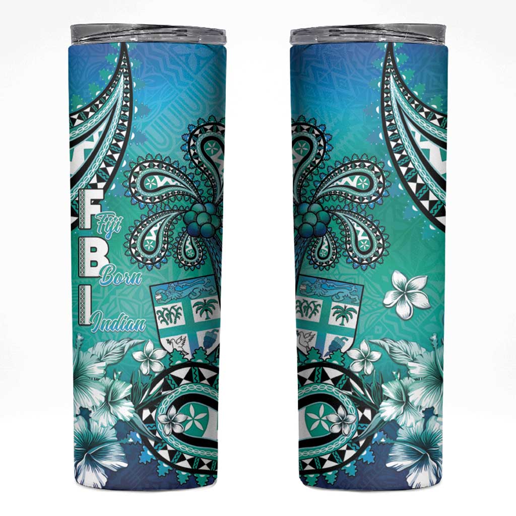 Fiji Born Indian Skinny Tumbler Palm Paisley With Tapa Pattern