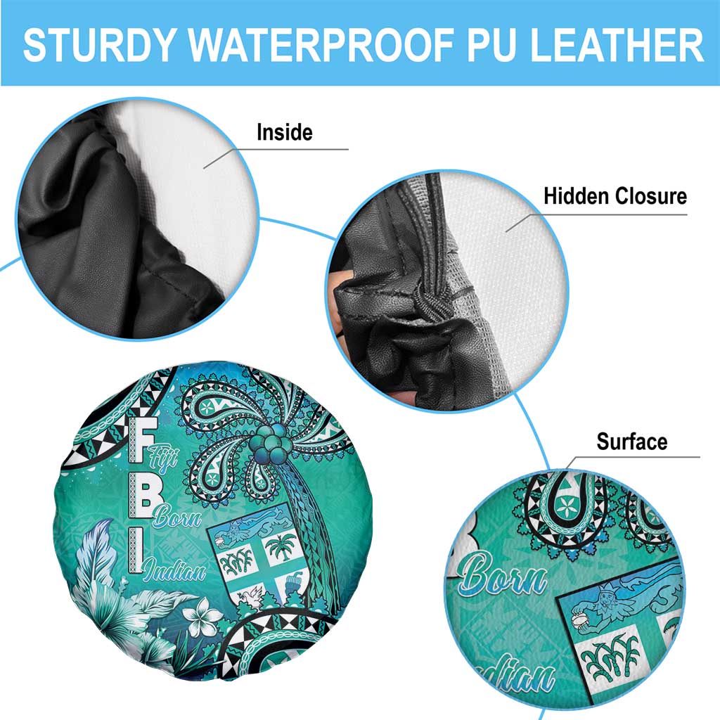 Fiji Born Indian Spare Tire Cover Palm Paisley With Tapa Pattern