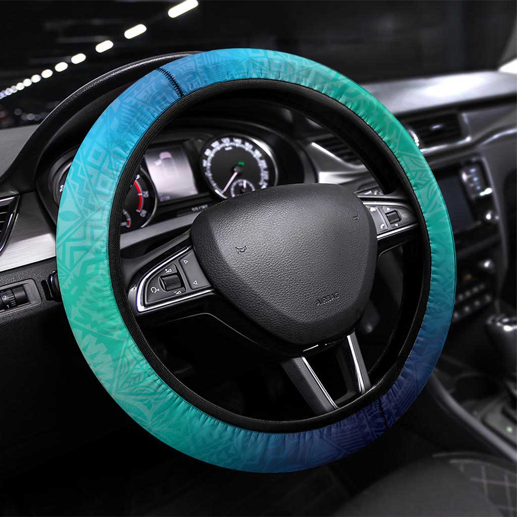 Fiji Born Indian Steering Wheel Cover Palm Paisley With Tapa Pattern