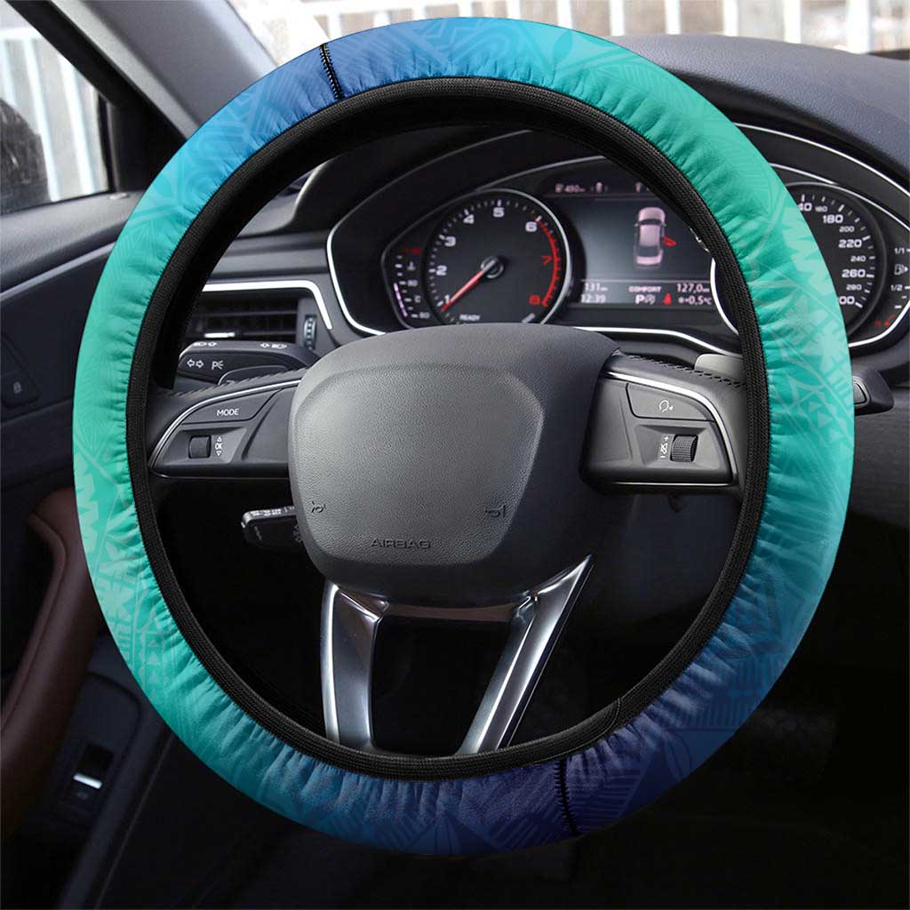 Fiji Born Indian Steering Wheel Cover Palm Paisley With Tapa Pattern