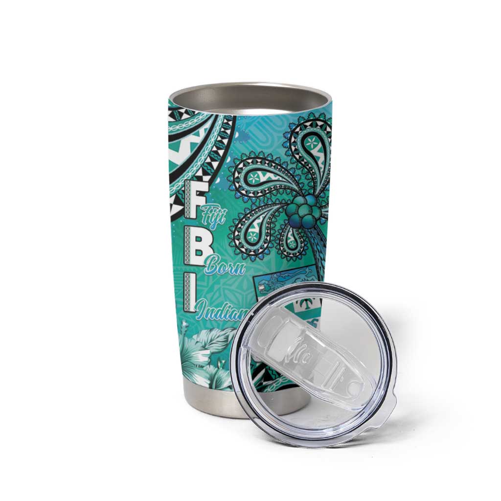 Fiji Born Indian Tumbler Cup Palm Paisley With Tapa Pattern