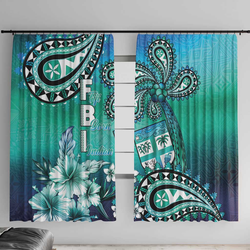 Fiji Born Indian Window Curtain Palm Paisley With Tapa Pattern