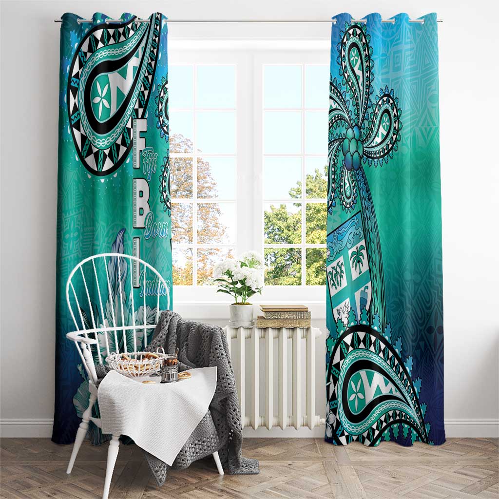 Fiji Born Indian Window Curtain Palm Paisley With Tapa Pattern