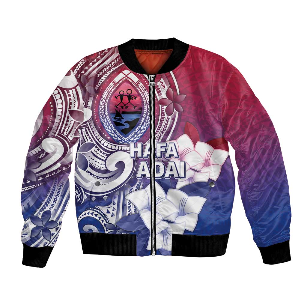 Guam Gadao Bomber Jacket Hafa Adai Micronesian Tribal Pattern
