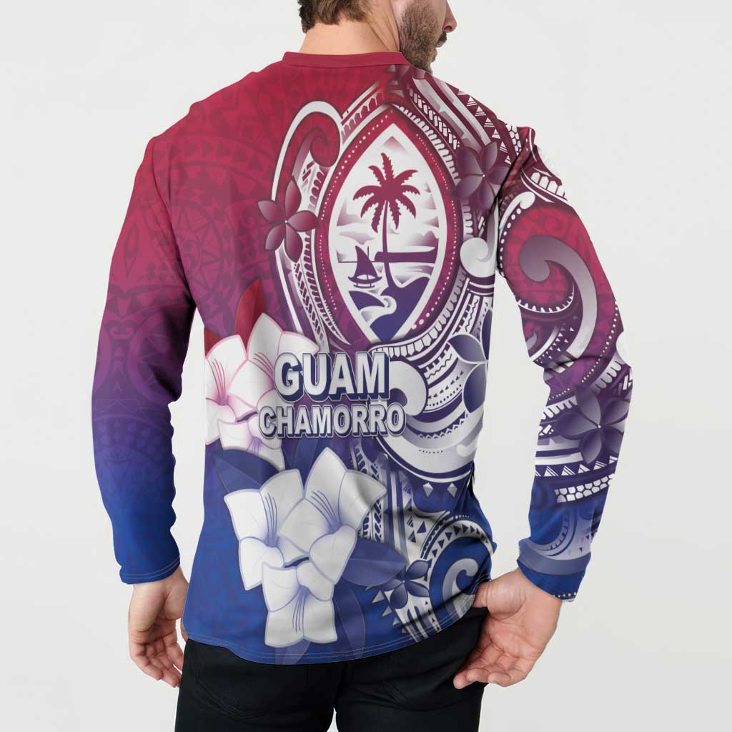 Guam Gadao Button Sweatshirt Hafa Adai Micronesian Tribal Pattern