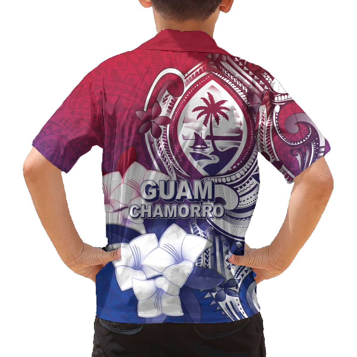 Guam Gadao Family Matching Off The Shoulder Long Sleeve Dress and Hawaiian Shirt Hafa Adai Micronesian Tribal Pattern