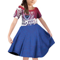 Guam Gadao Family Matching Off Shoulder Short Dress and Hawaiian Shirt Hafa Adai Micronesian Tribal Pattern