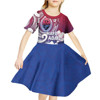 Guam Gadao Kid Short Sleeve Dress Hafa Adai Micronesian Tribal Pattern