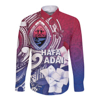 Guam Gadao Long Sleeve Button Shirt Hafa Adai Micronesian Tribal Pattern