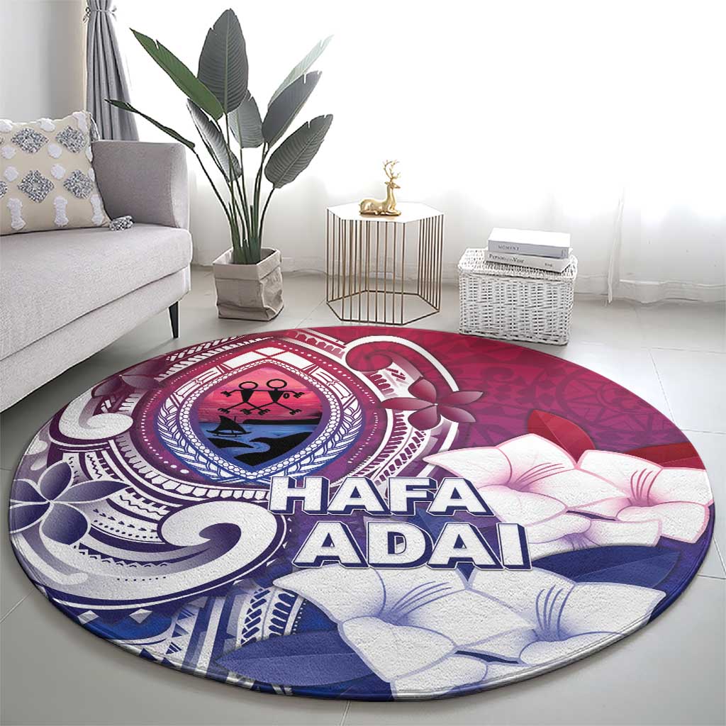 Guam Gadao Round Carpet Hafa Adai Micronesian Tribal Pattern