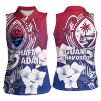Guam Gadao Women Sleeveless Polo Shirt Hafa Adai Micronesian Tribal Pattern
