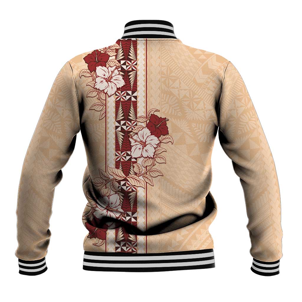 Tonga Language Week Baseball Jacket Hibiscus Tongan Ngatu Pattern