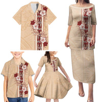 Tonga Language Week Family Matching Puletasi and Hawaiian Shirt Hibiscus Tongan Ngatu Pattern LT05 - Polynesian Pride