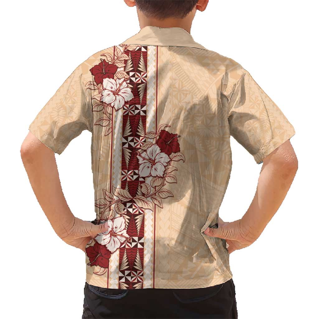Tonga Language Week Family Matching Short Sleeve Bodycon Dress and Hawaiian Shirt Hibiscus Tongan Ngatu Pattern