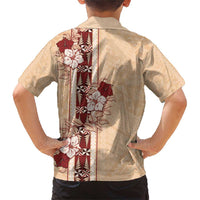 Tonga Language Week Family Matching Short Sleeve Bodycon Dress and Hawaiian Shirt Hibiscus Tongan Ngatu Pattern
