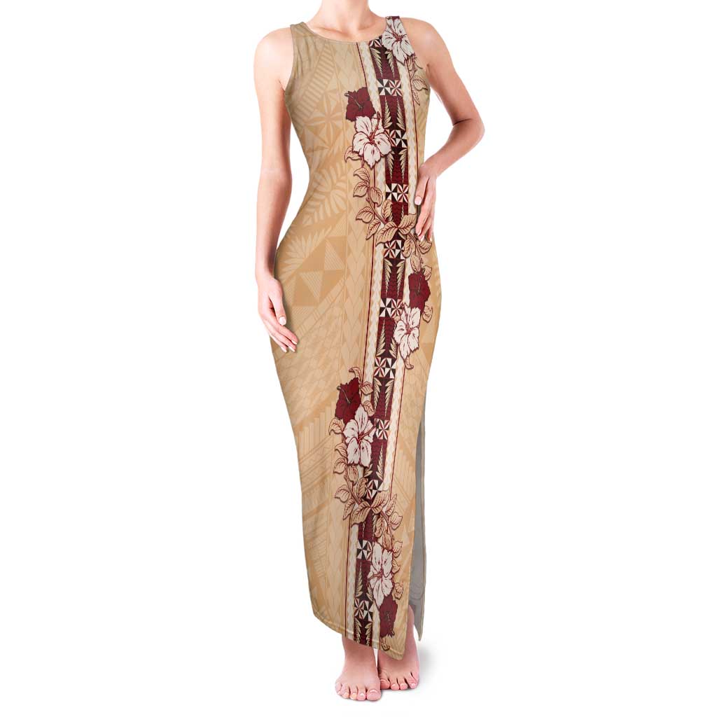 Tonga Language Week Tank Maxi Dress Hibiscus Tongan Ngatu Pattern