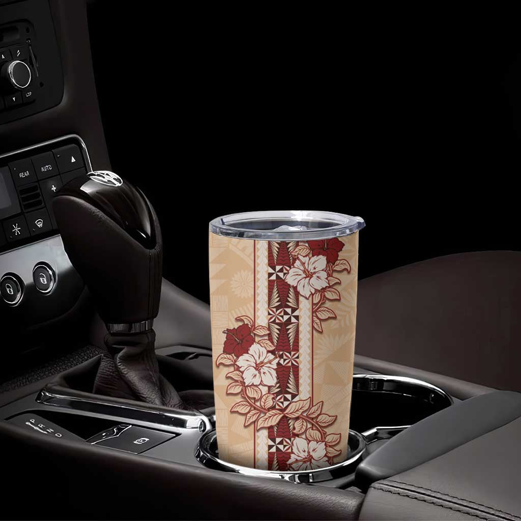 Tonga Language Week Tumbler Cup Hibiscus Tongan Ngatu Pattern