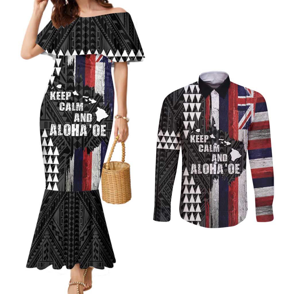 Hawaii 1959 Statehood Day Couples Matching Mermaid Dress and Long Sleeve Button Shirt Classic Style