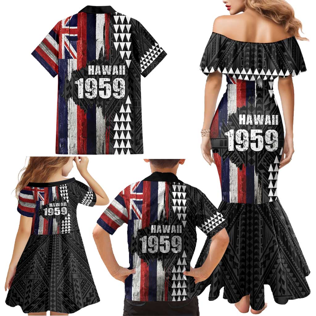 Hawaii 1959 Statehood Day Family Matching Mermaid Dress and Hawaiian Shirt Classic Style LT05 - Polynesian Pride