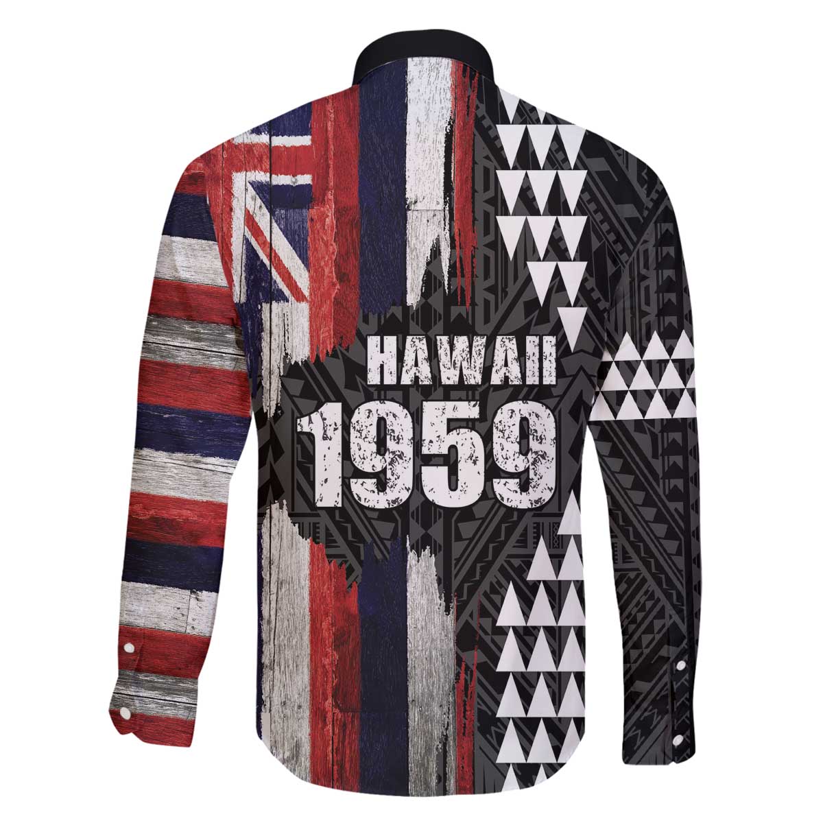 Hawaii 1959 Statehood Day Family Matching Off The Shoulder Long Sleeve Dress and Hawaiian Shirt Classic Style LT05 - Polynesian Pride