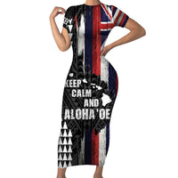 Hawaii 1959 Statehood Day Family Matching Short Sleeve Bodycon Dress and Hawaiian Shirt Classic Style LT05 Mom's Dress Black - Polynesian Pride