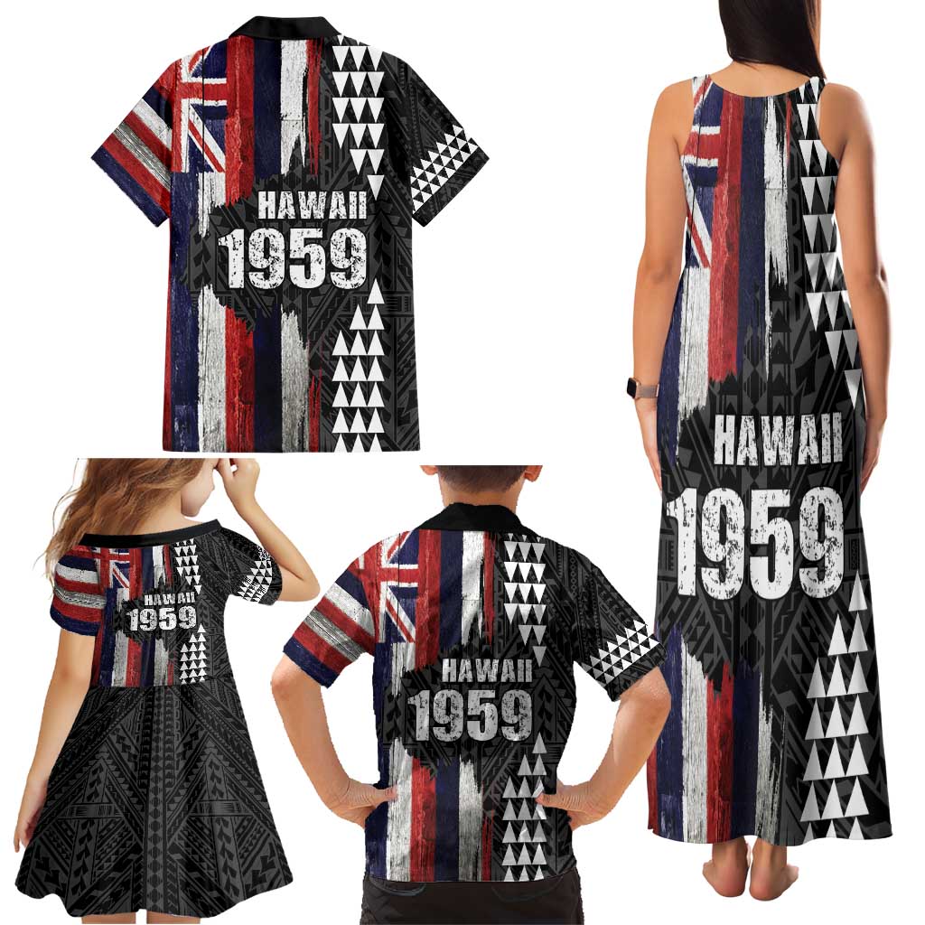 Hawaii 1959 Statehood Day Family Matching Tank Maxi Dress and Hawaiian Shirt Classic Style LT05 - Polynesian Pride