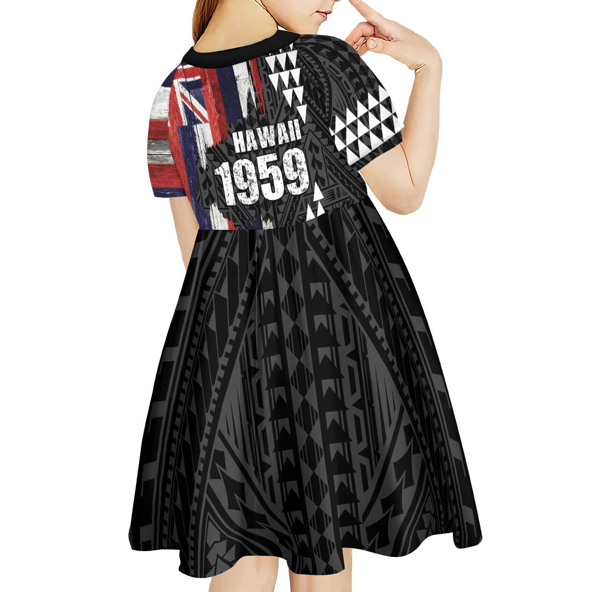Hawaii 1959 Statehood Day Kid Short Sleeve Dress Classic Style