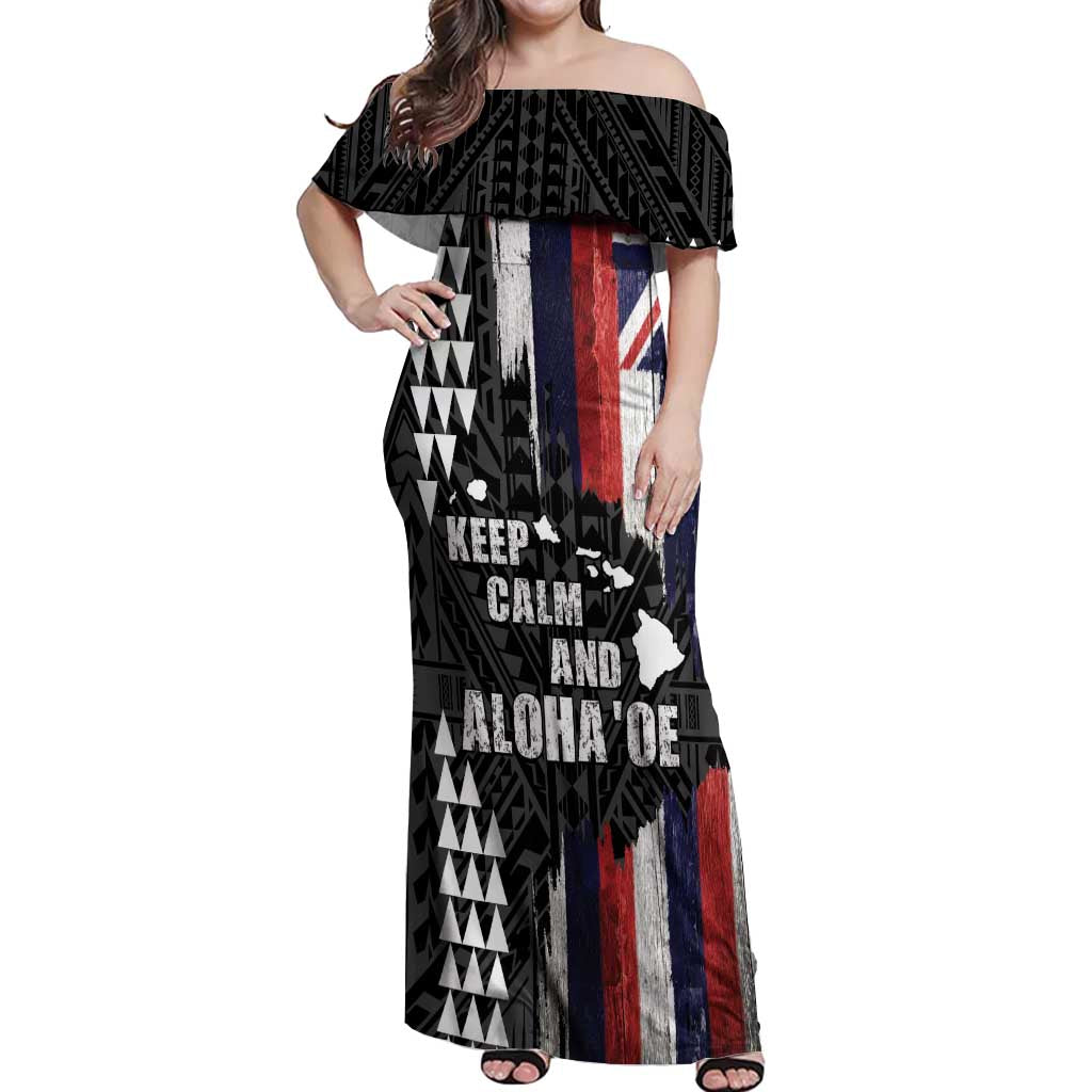 Hawaii 1959 Statehood Day Off Shoulder Maxi Dress Classic Style