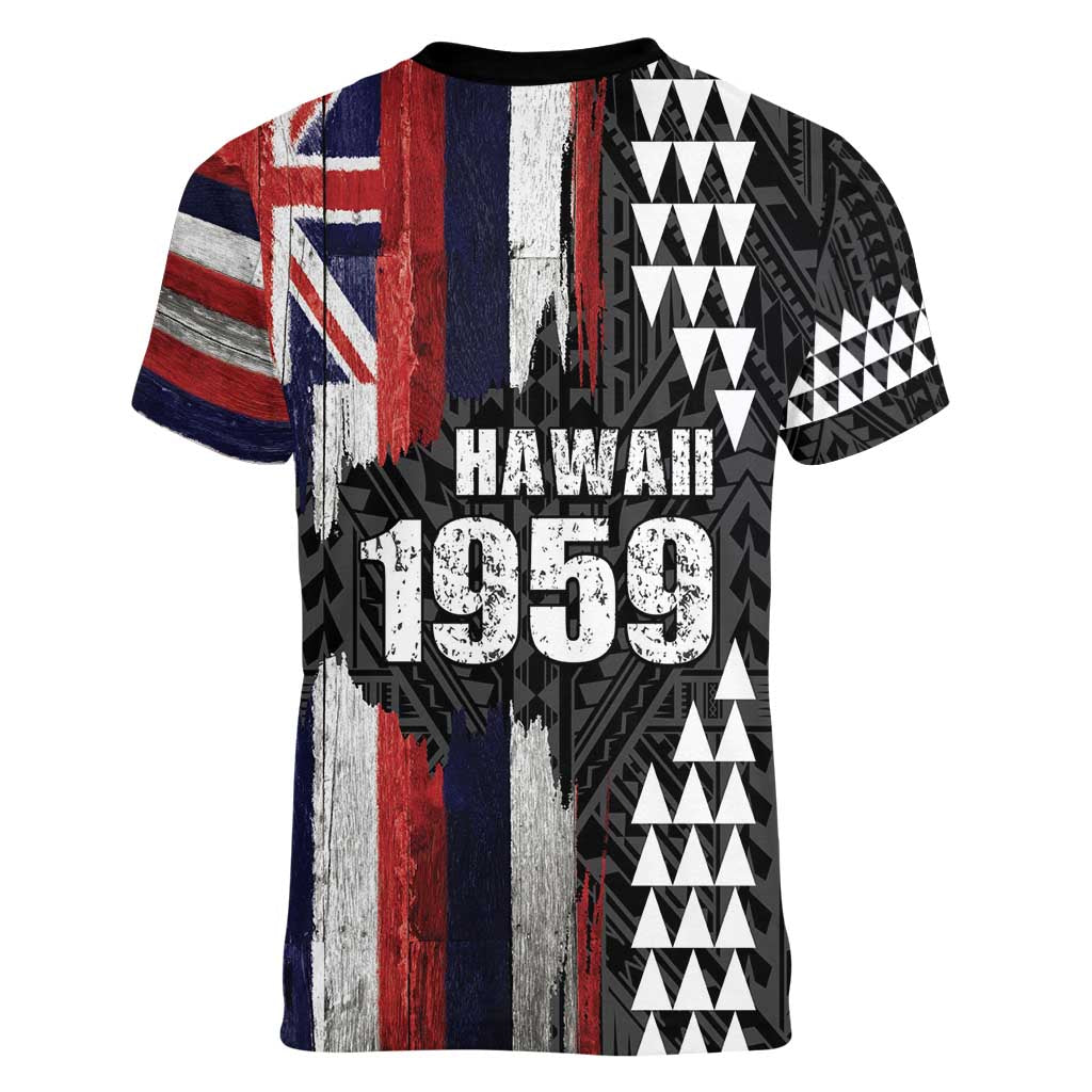 Hawaii 1959 Statehood Day Women V-Neck T-Shirt Classic Style