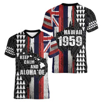 Hawaii 1959 Statehood Day Women V-Neck T-Shirt Classic Style