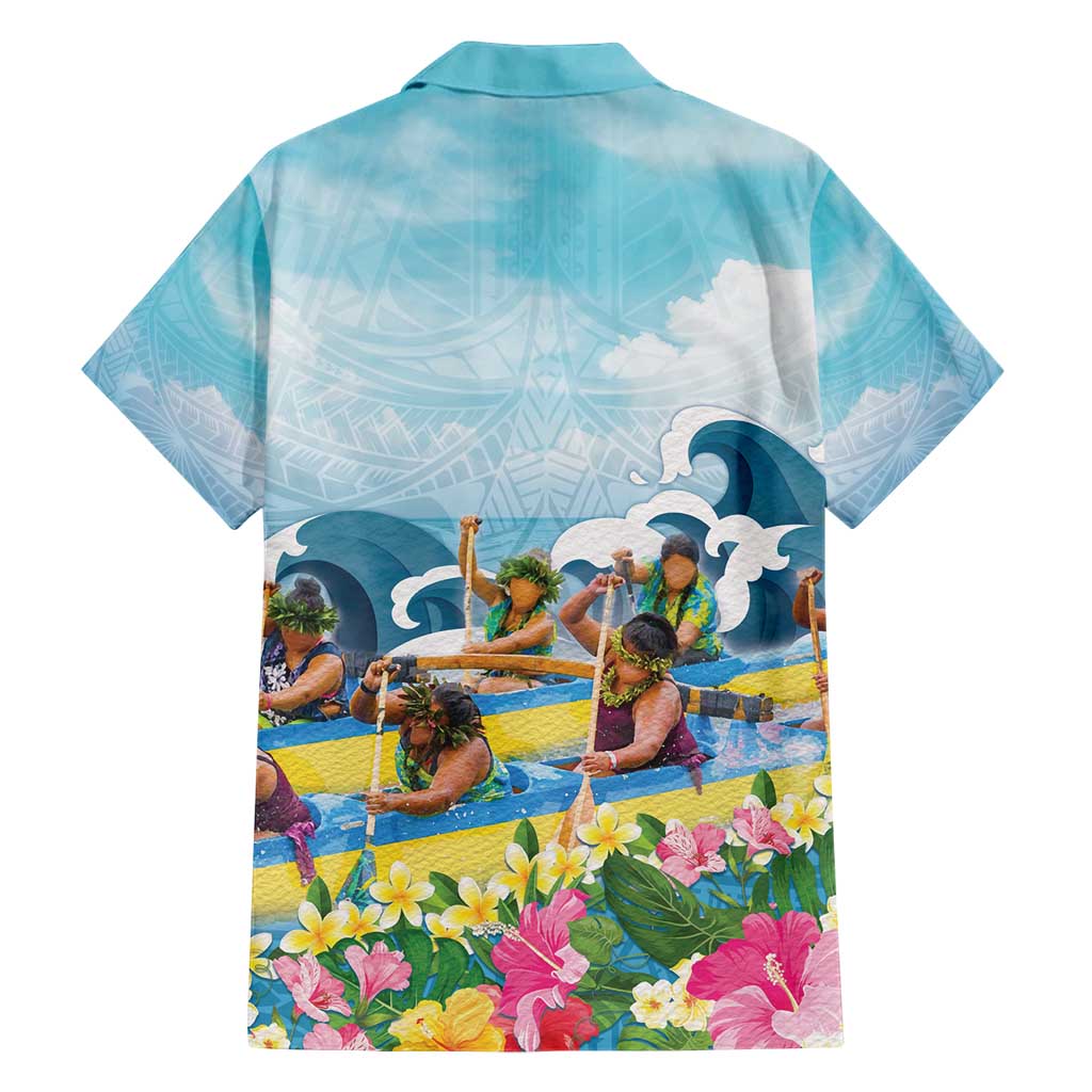 Hawaii Outrigger Canoe Race Family Matching Short Sleeve Bodycon Dress and Hawaiian Shirt Polynesian Style Watercolor Style LT05 - Polynesian Pride