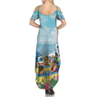 Hawaii Outrigger Canoe Race Family Matching Summer Maxi Dress and Hawaiian Shirt Polynesian Style Watercolor Style LT05 - Polynesian Pride